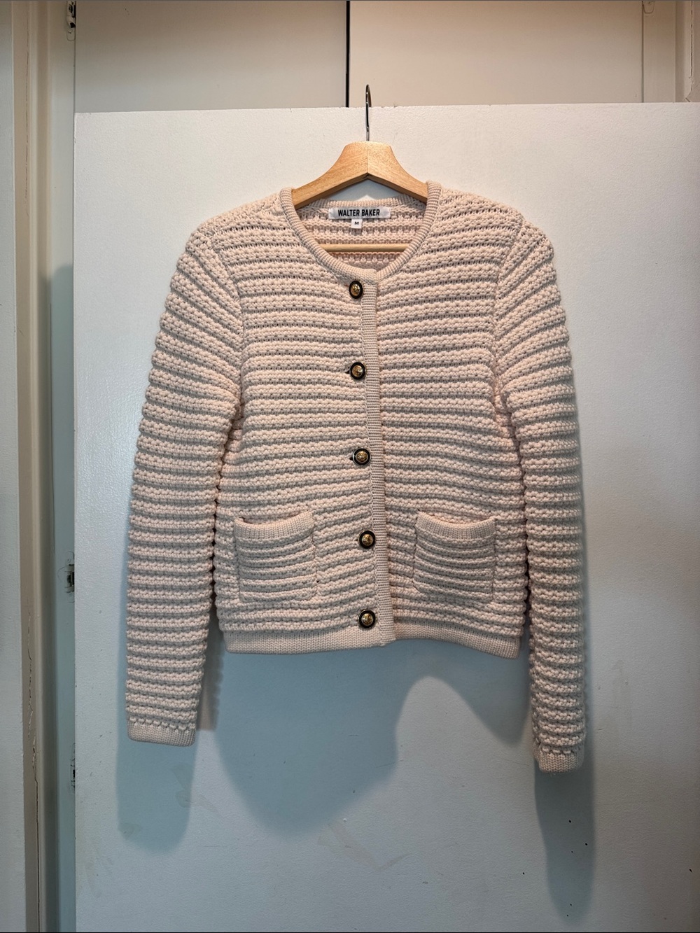 Walter Baker Cream Textured Button-Front Cardigan